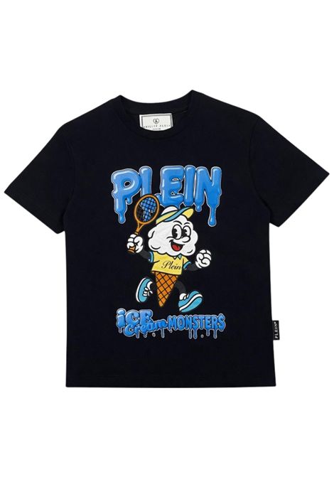T-shirt bambino nera in cotone<BR/>